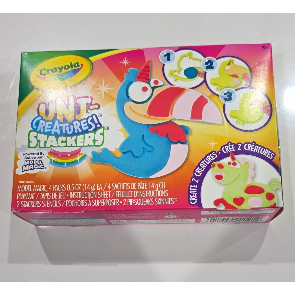 Crayola Uni-Creatures Stackers Model Magic Craft Kit 4x0.5oz Stencils Age 5+